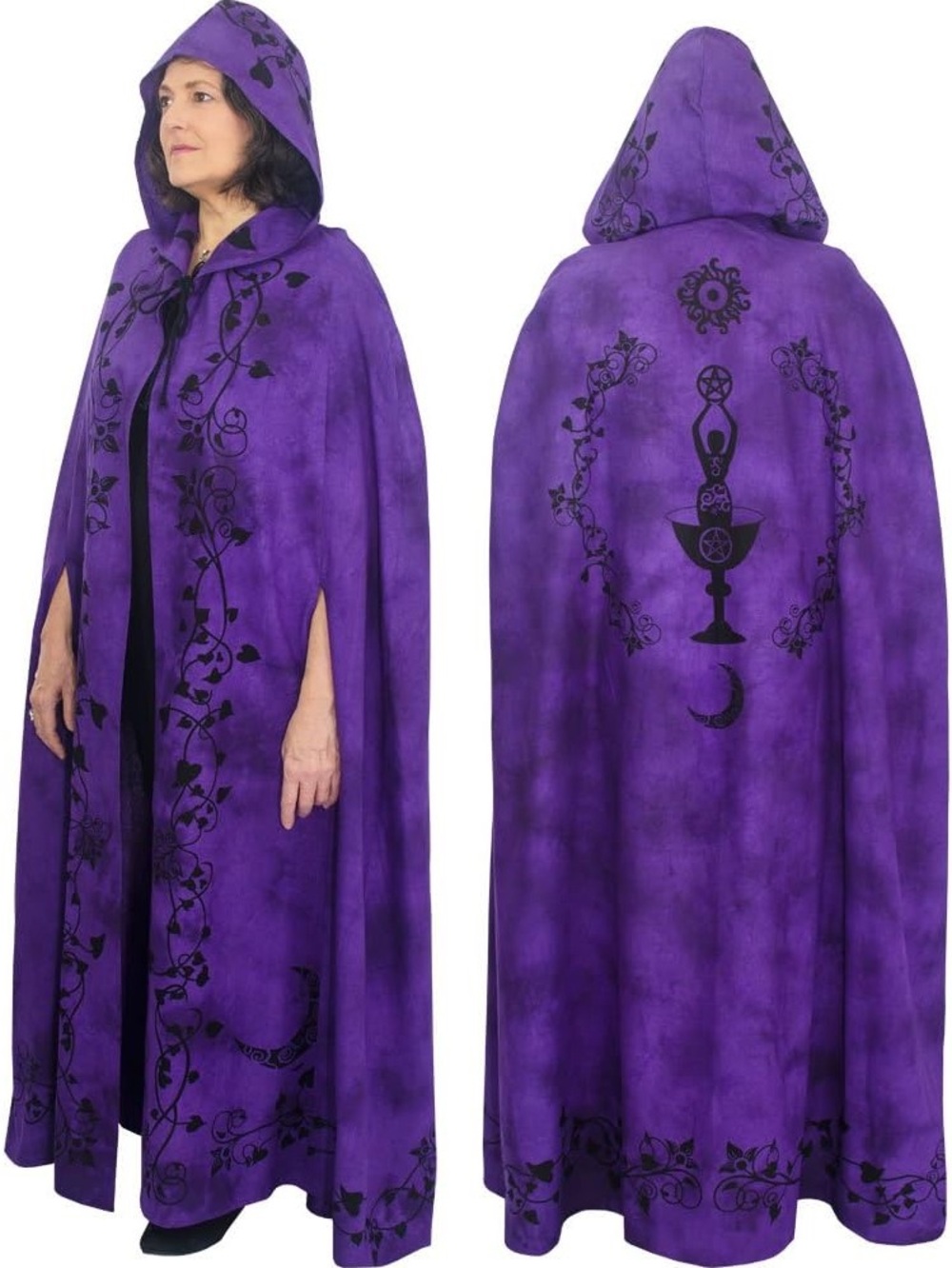 Purple Moon Goddess Ritual Cloak Magic Robe Hooded New